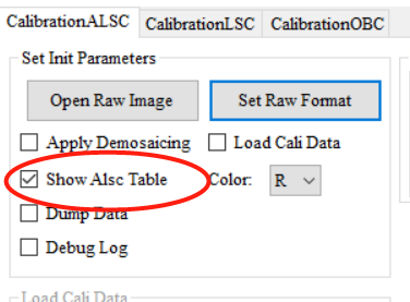 勾选Show ALSC Table示意图